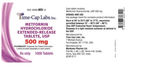 Metformin Hydrochloride Extended-Release Tablets, USP 500mg Pack size: 1000 Tablets