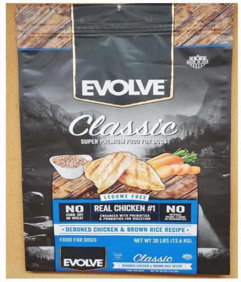 Front Image – Evolve Classic Super Premium Food for Dogs Deboned Chicken & Brown Rice Recipe 30 lbs.