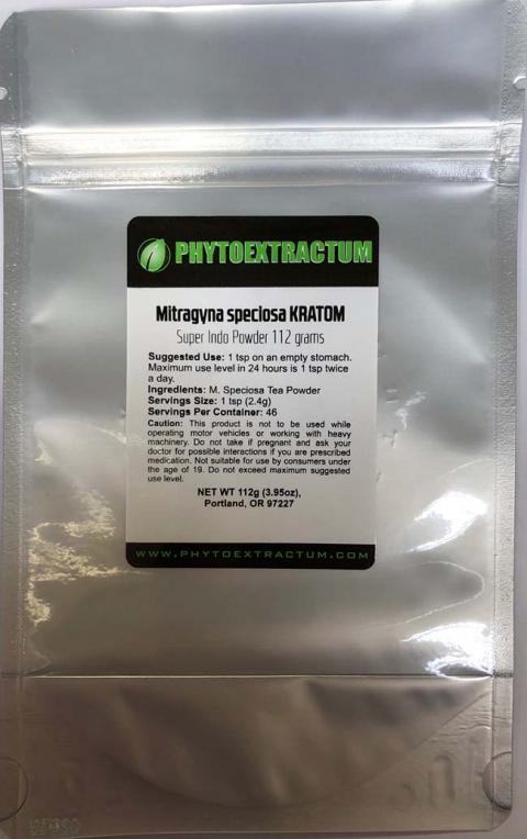 "PHYTOEXTRACTUM MITRAGYNA SPECIOSA KRATOM SUPER INDO POWDER 112G"