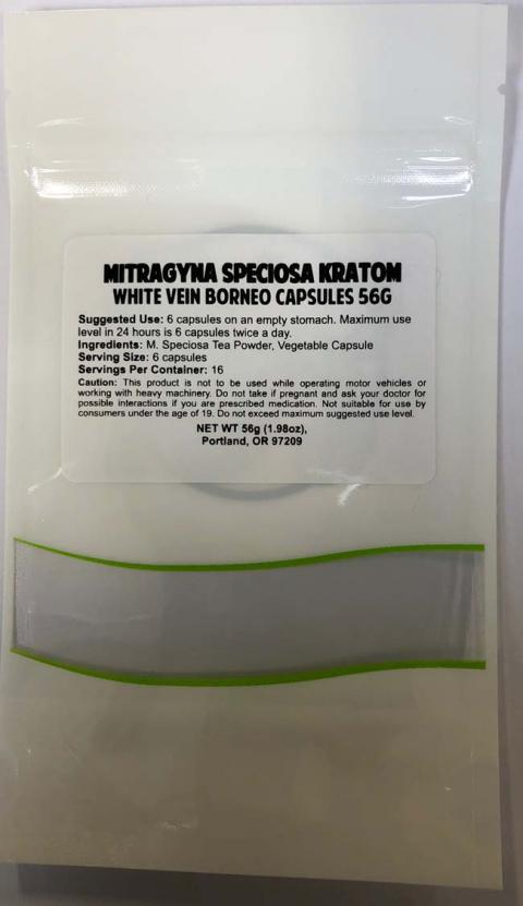 "MITRAGYNA SPECIOSA KRATOM WHITE VEIN BORNEO CAPSULES 56 G"