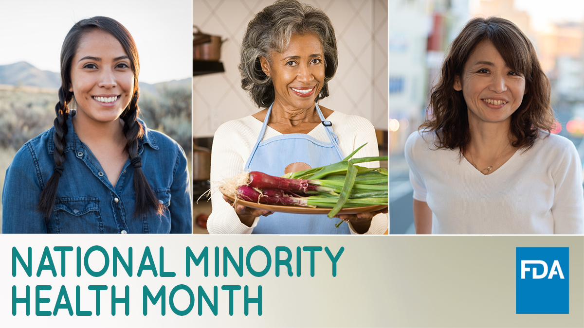 Image collage of 3 women with words: National Minority Health Month