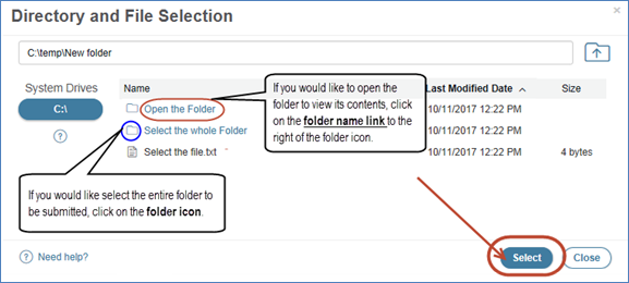 Submit folder using WebTrader