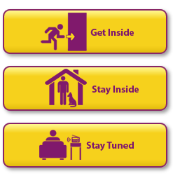In a radiation emergency, get inside, stay inside, and stay tuned. (Image: CDC)