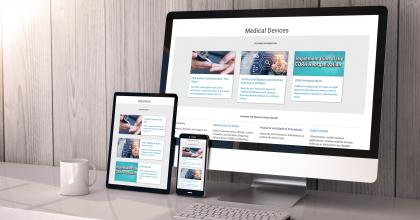 Photo of Desktop, Tablet and mobile view of medical device website