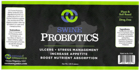 “Ozona Organics, Swine Probiotics, 128 fl. oz. plastic bottle”