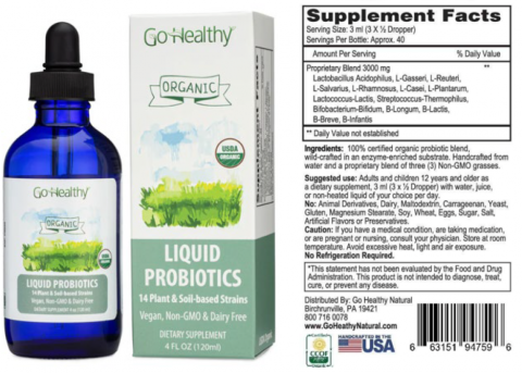 “Go Health, Organic, Liquid Probiotics, 4 fl. oz. bottle”