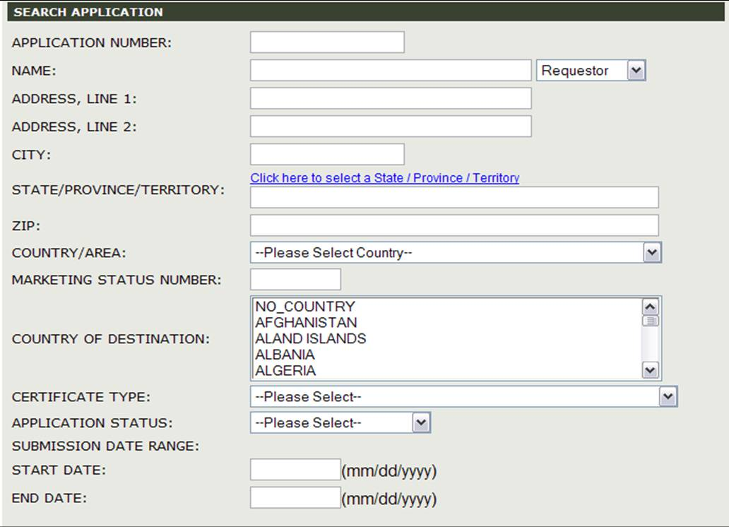 Figure 3 Search Parameters