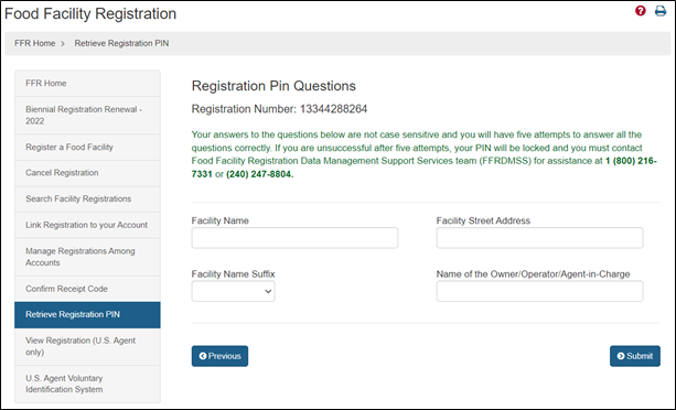 Figure 3 - Registration PIN Questions