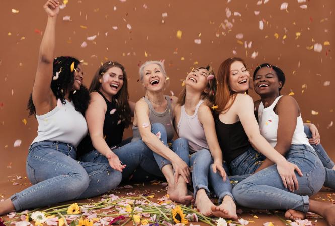 Multiethnic women celebrating