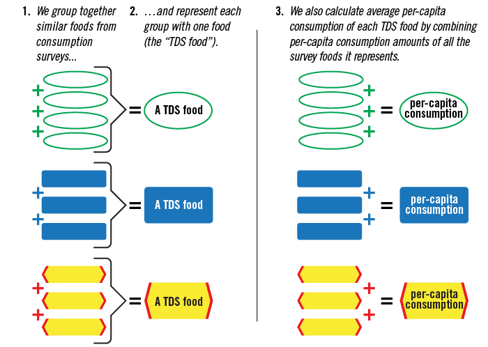 Total Diet Study: Grouping similar foods and their exposure estimates for TDS purposes