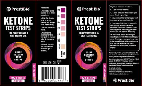PrestiBio™ Ketone Test Strips:
