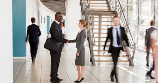 Greeting in Lobby Handshake