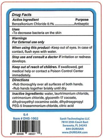 “Product label Durisan Hand Sanitizer 1000 mL”