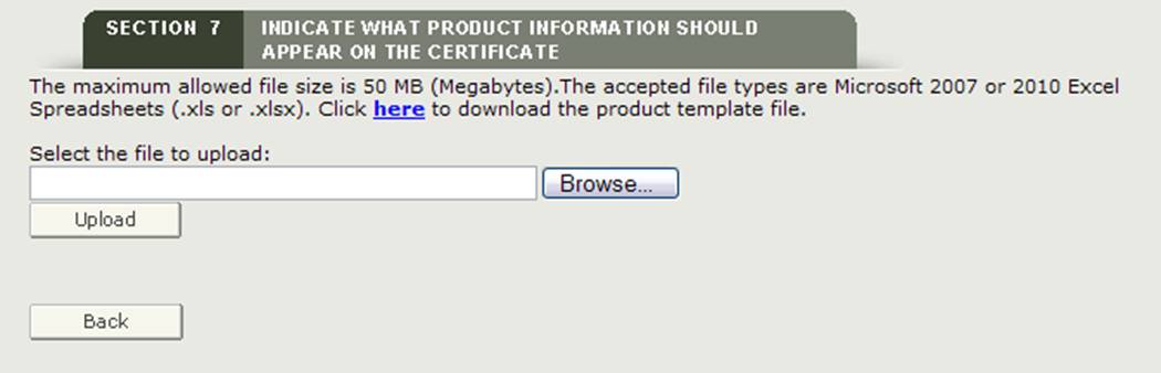 Section 7: Select File to Upload 