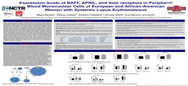 Research poster for Epigenome-Wide Association Study (EWAS) of Peripheral Blood Mononuclear Cells from African American and European American Women With and Without Lupus