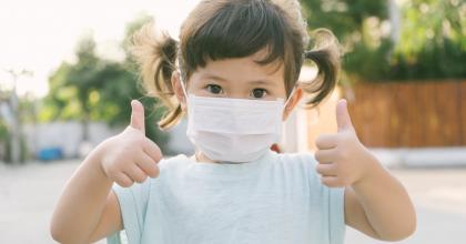 Little Asian Girl Wearing Mask 