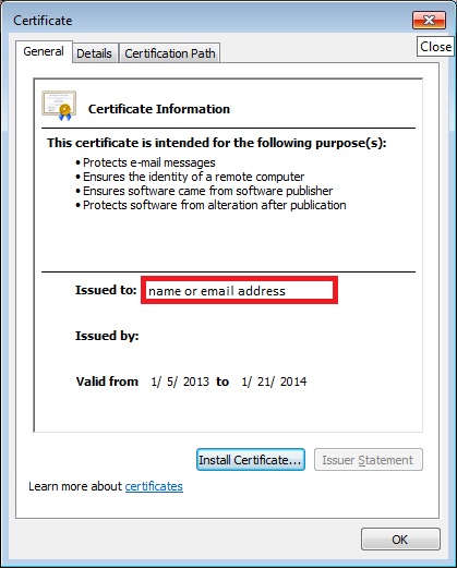 Digital Certificate Information