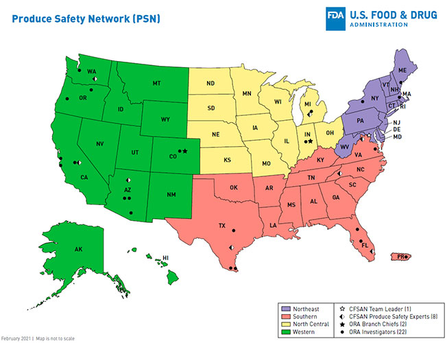 Produce Safety Network (PSN) Map February 2021