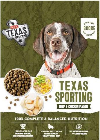 12. “TEXAS PETS Texas Sporting, Beef & Chicken Flavor, dog food”