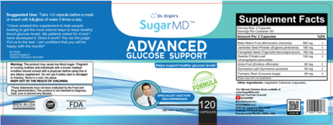 “Dr. Ergin’s SugarMD Advanced Glucose Support, Dietary Supplement, 120 capsules”