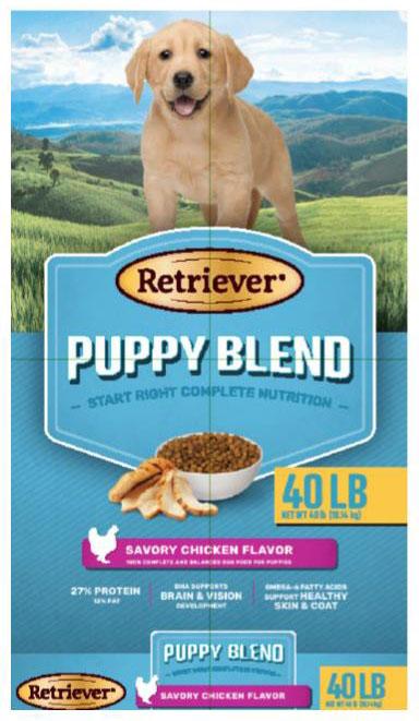 23. “Retriever Puppy Blend, Chicken Flavor, Puppy dog food”