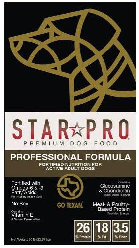 4. “STAR PRO, Premium Dog Food, Professional Formula”