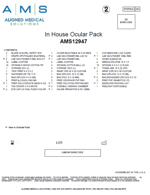 “In house Ocular Pack label product code AMS12947”