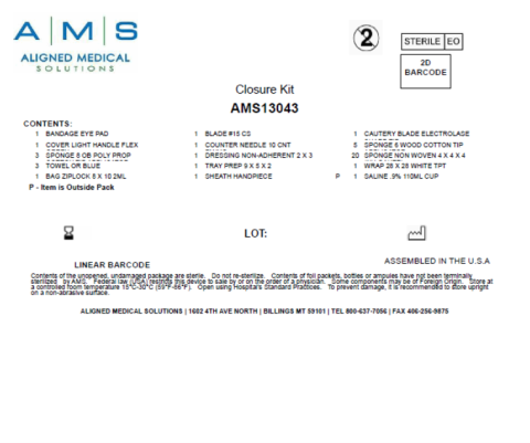 “Closure Kit label product code AMS13043”