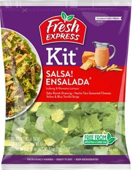 Front of package, Fresh Express Salsa! Ensalada Kit