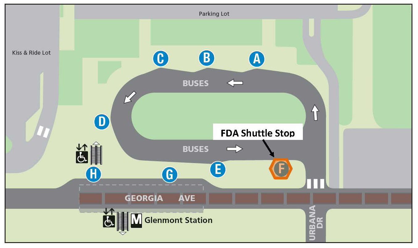White Oak Shuttle Bus Location at the Glenmont Metro Station