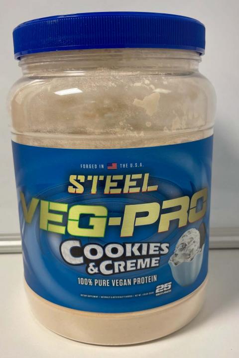 Image 13: “Steel, Veg-Pro, Vegan Protein, Cookies & Creme”