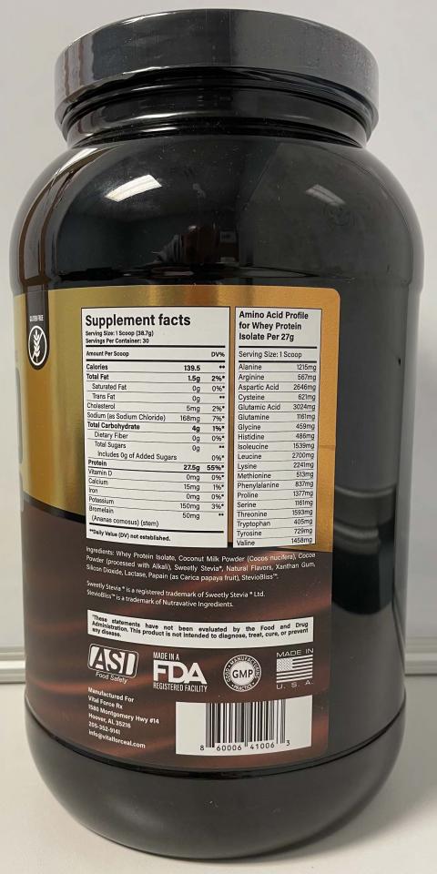 Image 5: “Vital Force Pureiso, Whey Protein isolate, Supplement Facts”