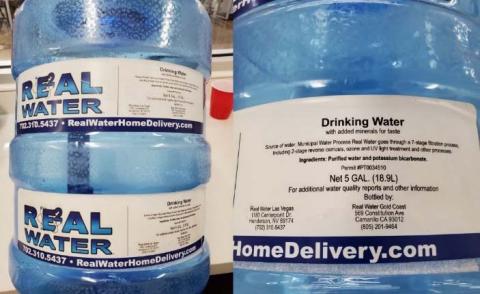 Photo 3 – Labeling, Front and back of 5 gallon home and office delivery bottles