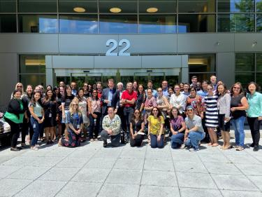 FDA Commissioner Robert Califf, OCE Director Richard Pazdur and OCE staff gathered outside White Oak Building 22