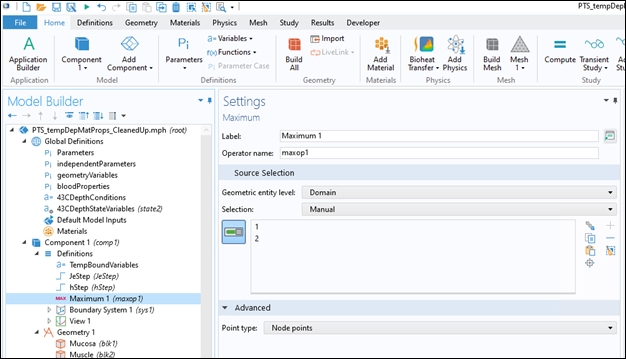 Screenshot of Component 1 - Definitions - Maximum 1