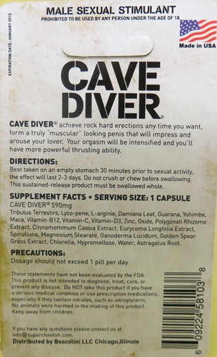 Cave Diver Product Label Back