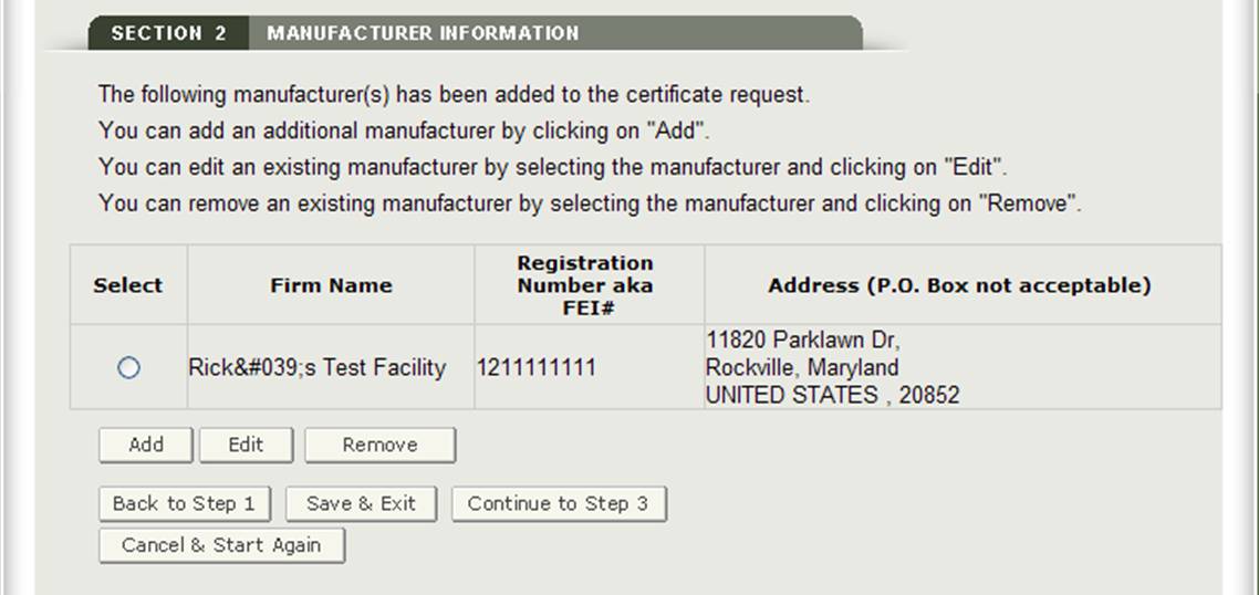 Manufacturing Information Review Page 
