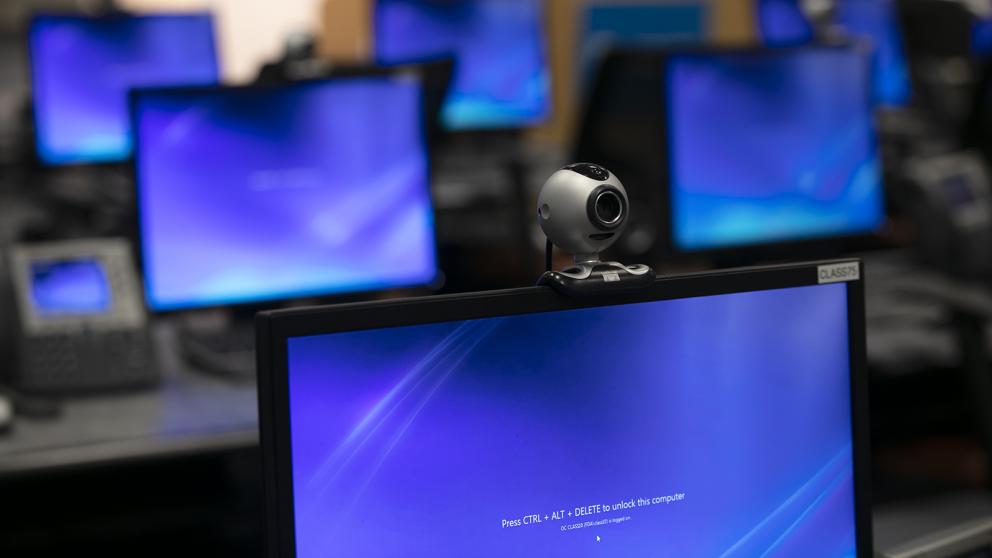 Close up of computer screens in FDA classroom