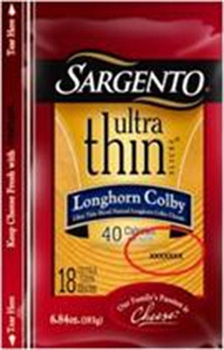 "Sargento Ultra Thin Sliced Longhorn Colby, 6.84 oz., UPC 4610000228"