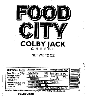 "Food City Colby Jack Cheese, 12 oz"