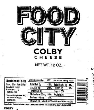 "Food City Colby Cheese, 12 oz"