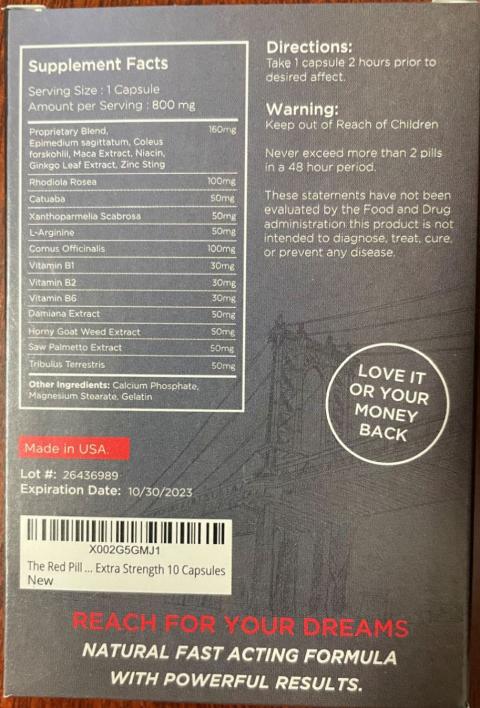 Back of package, The Red Pill