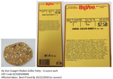 Hy-Vee Cowgirl Chicken Griller Patty" title="Hy-Vee Cowgirl Chicken Griller Patty
