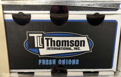 “Product label, TLC Thomson International, Inc. Fresh Onions Carton”