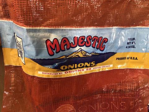 “Product label, Majestic Onions 10 LBS mesh sack”