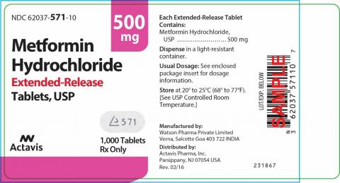 “Label, Actavis Metformin Hydrochloride Extended-Release Tablets, 500 mg, 1000 tablets”