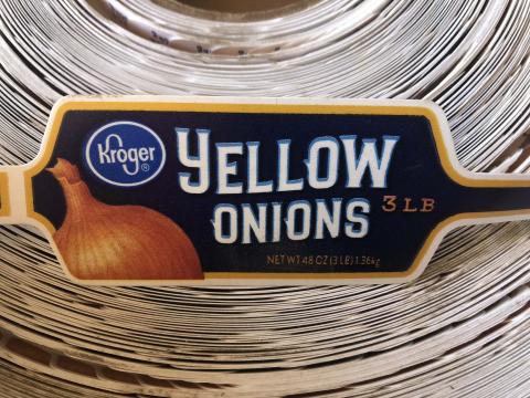 “Product label, Kroger Yellow Onions 3 LB”