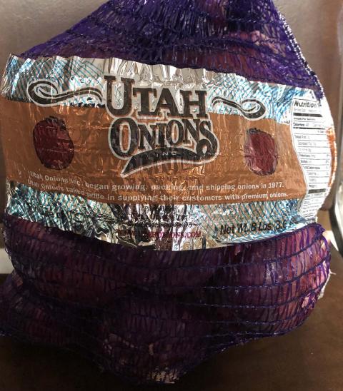 “Product label, Utah Onions Inc. mesh sack”