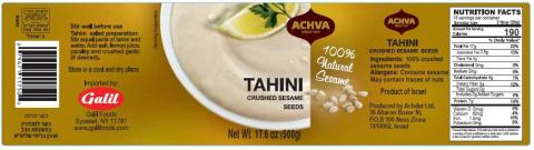 Label – ACHVA, TAHINI CRUSHED SESAME SEEDS, Net Wt. 17.6 oz (500g)