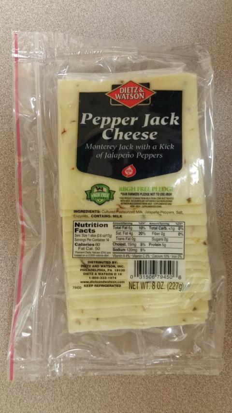 Label, Dietz & Watson Pepper Jack Cheese